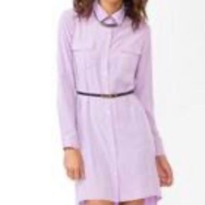 Forever 21 lavendar shirtdress high low button up